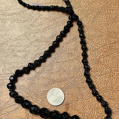 Lot 40 Darling Vintage Single Strand Jet Beads Graduated Faceted 12" drop