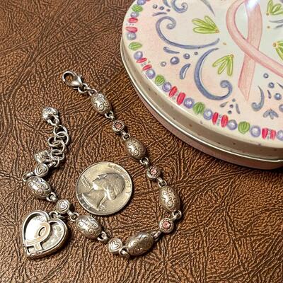 Lot 53 Brighton Sterling Pink Ribbon "Trust Your Journey" Cancer Survivor Bracelet