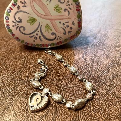 Lot 53 Brighton Sterling Pink Ribbon "Trust Your Journey" Cancer Survivor Bracelet