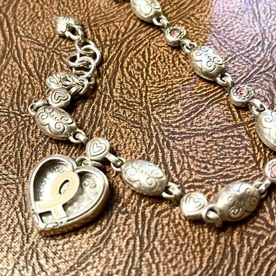 Lot 53 Brighton Sterling Pink Ribbon "Trust Your Journey" Cancer Survivor Bracelet