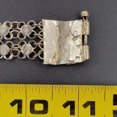 VINTAGE SILVER BEADED CHAIN BRACELET W/ TROMBONE CLASP
