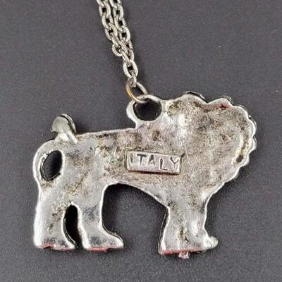 VINTAGE ITALY SILVER METAL LION PENDANT NECKLACE