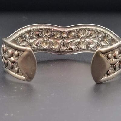 SILVER TONED METAL CUFF BRACELET