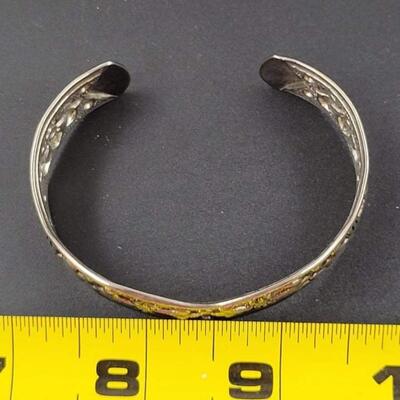 SILVER TONED METAL CUFF BRACELET