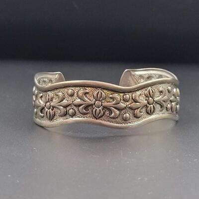 SILVER TONED METAL CUFF BRACELET