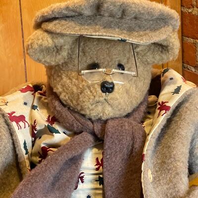 Lot 63 Chester Bear 31" Fleece Coat Snowman Decoration Glasses Flannel Pants