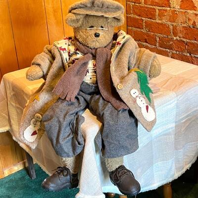 Lot 63 Chester Bear 31" Fleece Coat Snowman Decoration Glasses Flannel Pants