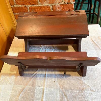 Lot 64 Wooden Double School Desk Lift Top Display Plush Friends 10" tall