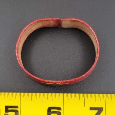 WOODEN FOLK ART BIRD & FLOWER BANGLE