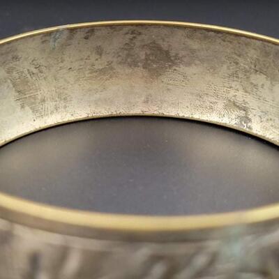 CARVED FLORAL METAL BANGLE