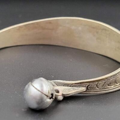 ENGRAVED SILVER METAL CUFF BRACELET