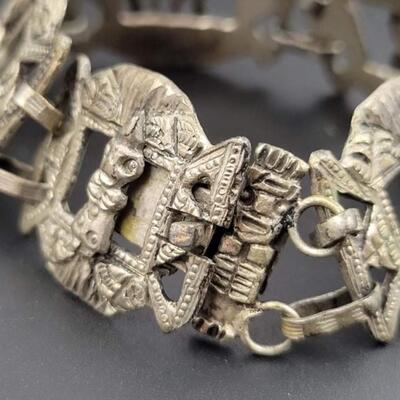 SILVER METAL PANEL BRACELET - SOUTH AMERICAN?