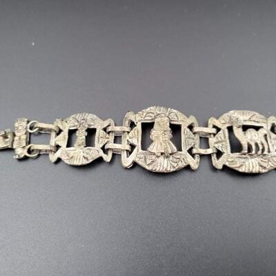 SILVER METAL PANEL BRACELET - SOUTH AMERICAN?