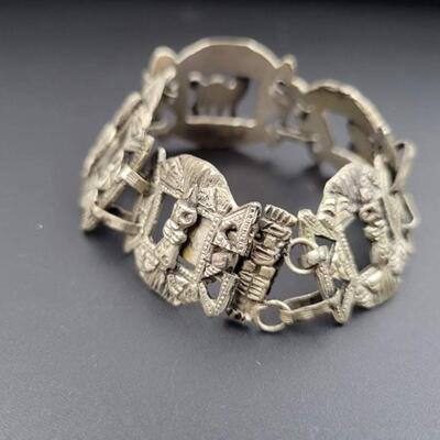 SILVER METAL PANEL BRACELET - SOUTH AMERICAN?