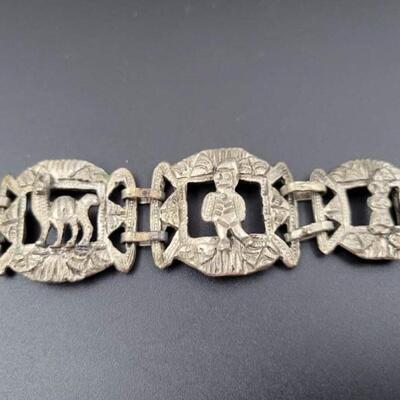 SILVER METAL PANEL BRACELET - SOUTH AMERICAN?