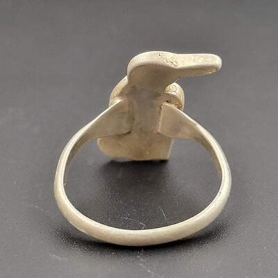 SILVER & INLAID STONE BIRD RING
