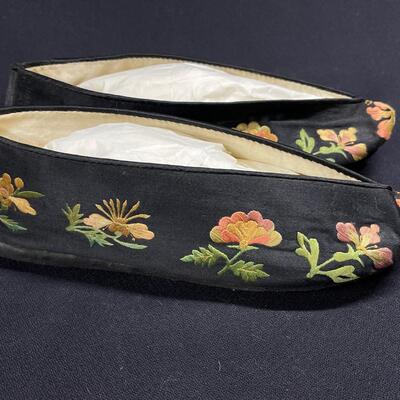 Pair of Charming Black Antique Chinese Slippers