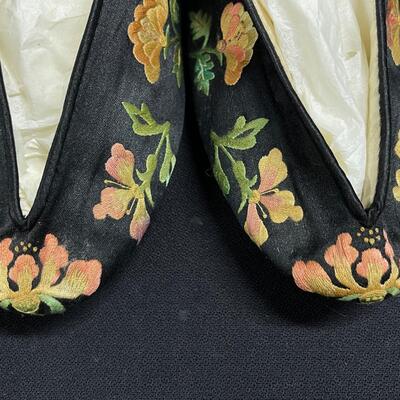 Pair of Charming Black Antique Chinese Slippers