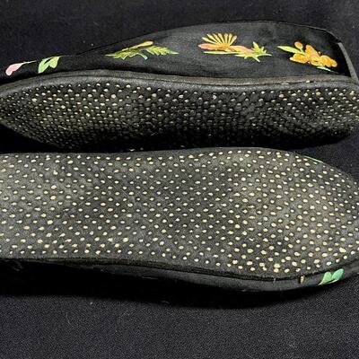 Pair of Charming Black Antique Chinese Slippers