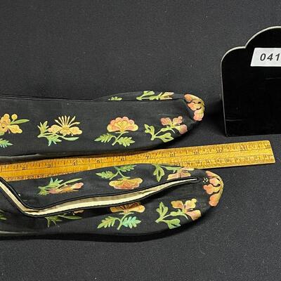 Pair of Charming Black Antique Chinese Slippers
