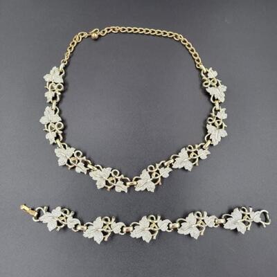 VINTAGE SARAH COVENTRY IVY NECKLACE AND BRACELET SET