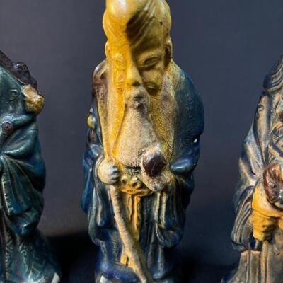 3 Chinese Pottery Lohans with the famous sancai three-color glaze.