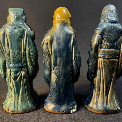 3 Chinese Pottery Lohans with the famous sancai three-color glaze.