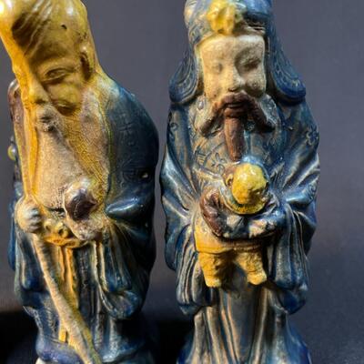 3 Chinese Pottery Lohans with the famous sancai three-color glaze.