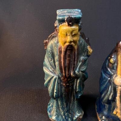 3 Chinese Pottery Lohans with the famous sancai three-color glaze.