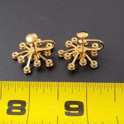 VINTAGE LAVENDER & GOLD STARBURST EARRING & PIN SET