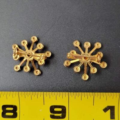 VINTAGE LAVENDER & GOLD STARBURST EARRING & PIN SET