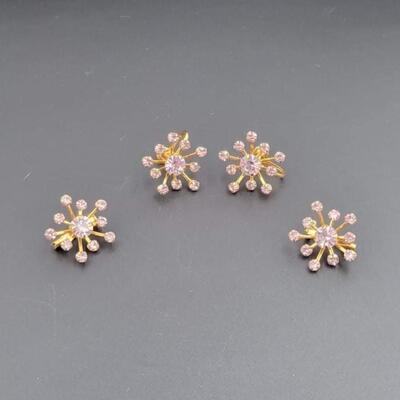 VINTAGE LAVENDER & GOLD STARBURST EARRING & PIN SET