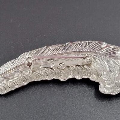 VINTAGE SARAH COVENTRY SILVER METAL FEATHER EARRING & BROOCH SET