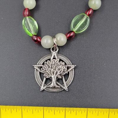 BEADED â€œTREE OF LIFEâ€ PENTAGRAM PENDANT NECKLACE