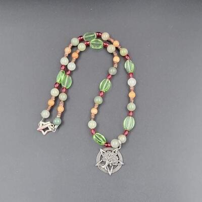 BEADED â€œTREE OF LIFEâ€ PENTAGRAM PENDANT NECKLACE
