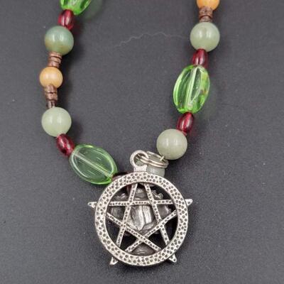 BEADED â€œTREE OF LIFEâ€ PENTAGRAM PENDANT NECKLACE