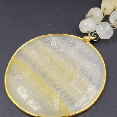 TAXCO AZTEC SUN PENDANT NECKLACE - QUARTZ?