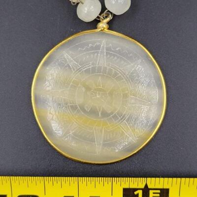 TAXCO AZTEC SUN PENDANT NECKLACE - QUARTZ?