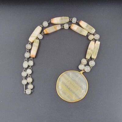TAXCO AZTEC SUN PENDANT NECKLACE - QUARTZ?