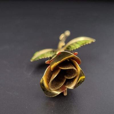 METAL ROSE BROOCH