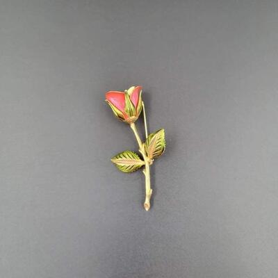 METAL ROSE BROOCH
