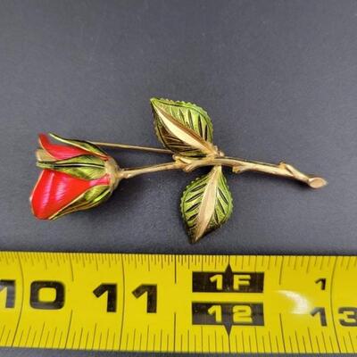 METAL ROSE BROOCH