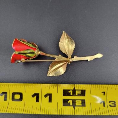 METAL ROSE BROOCH
