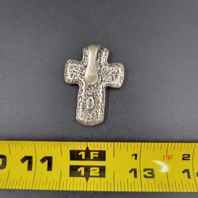 SILVER & GOLD TONED CROSS PENDANT