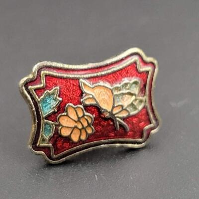 RED METAL BUTTERFLY & FLOWER EARRINGS