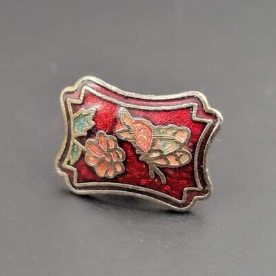 RED METAL BUTTERFLY & FLOWER EARRINGS