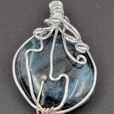 WIRE WRAPPED BLUE STONE PENDANT