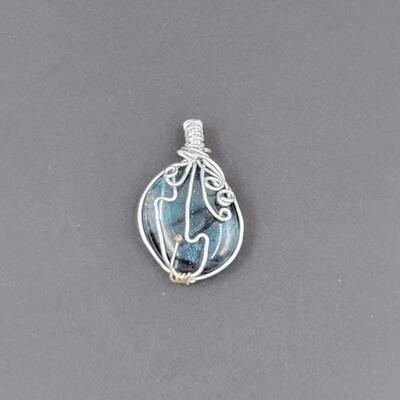WIRE WRAPPED BLUE STONE PENDANT