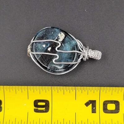 WIRE WRAPPED BLUE STONE PENDANT