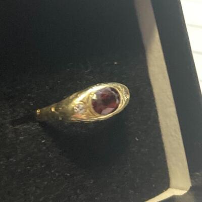 Antique Gold 14k Ring with 1/2 carat Red Stone